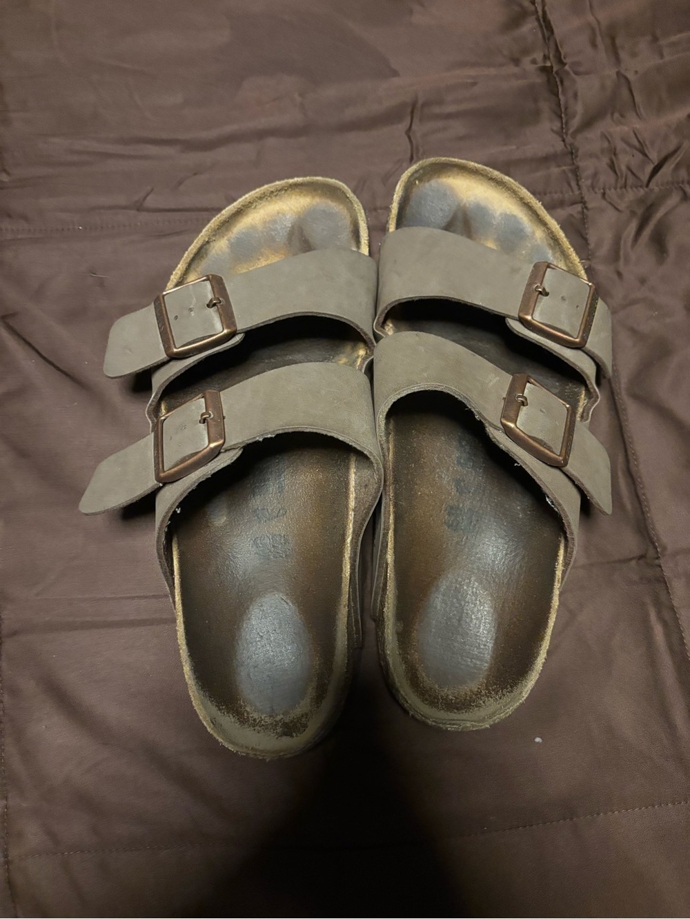 Birkenstock Brown Dual-Buckle Slide Sandals